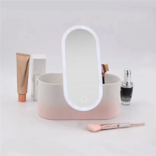 Makeup Box with LED Mirror – Touch Light Storage Case
