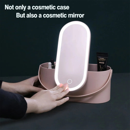 Makeup Box with LED Mirror – Touch Light Storage Case